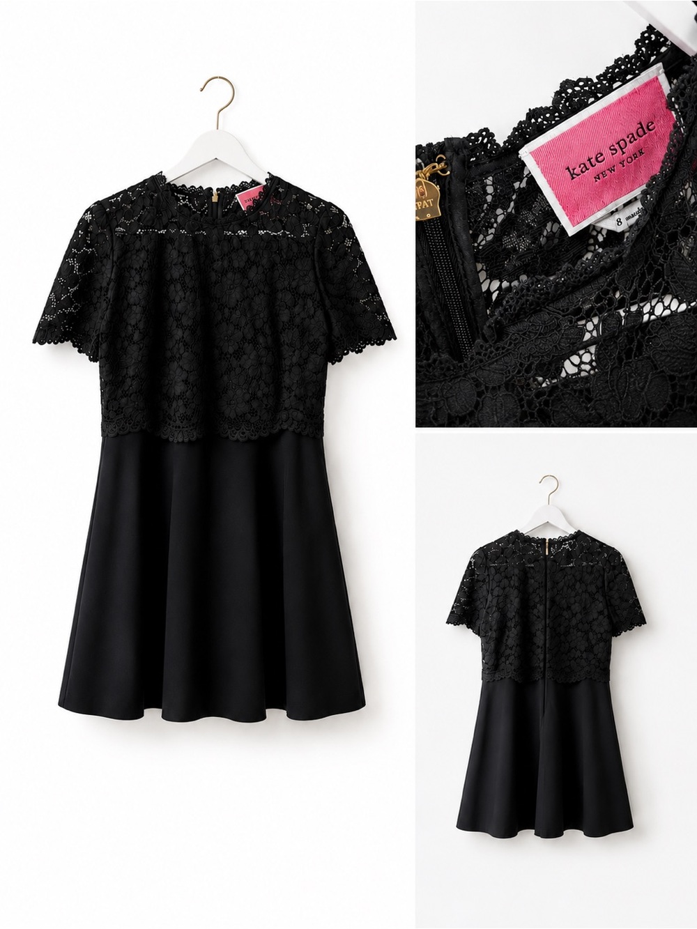 Kate Spade Black Lace Fit & Flare Dress - size 8